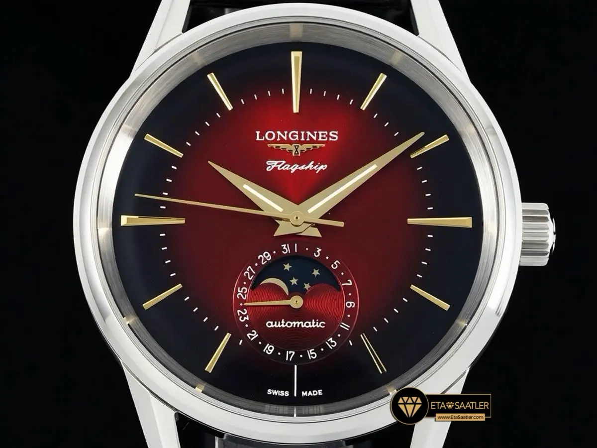 longines-flagship-heritage-moonphase-red-dial-black-leather-super-clone-eta-013