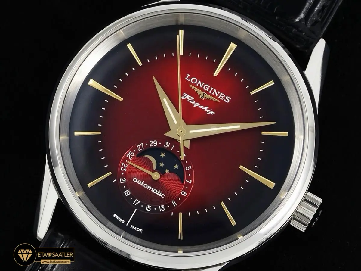 longines-flagship-heritage-moonphase-red-dial-black-leather-super-clone-eta-016