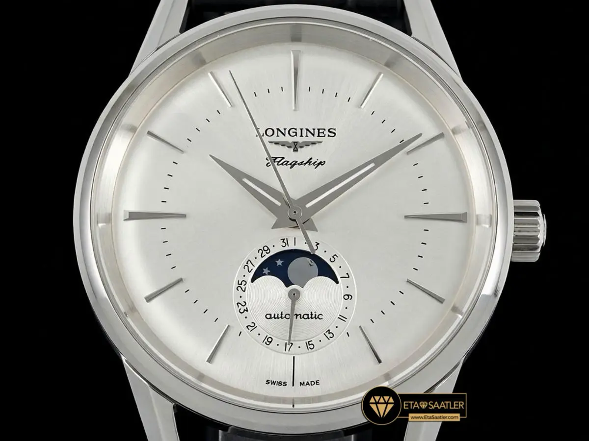 longines-flagship-heritage-moonphase-silver-dial-black-leather-super-clone-eta-016