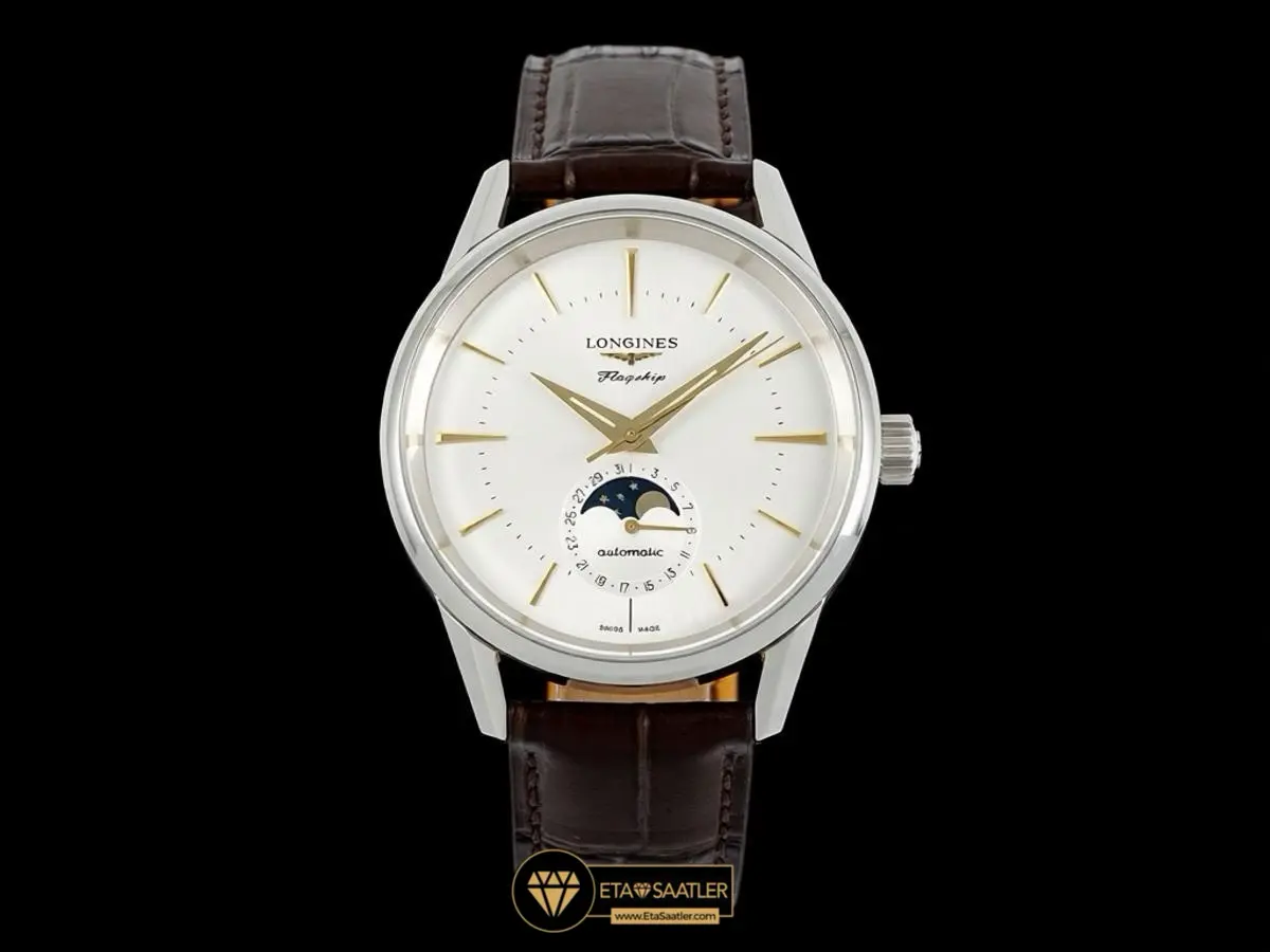 Longines Flagship Heritage Moonphase Gümüş Kadran Kahve Super Clone ETA
