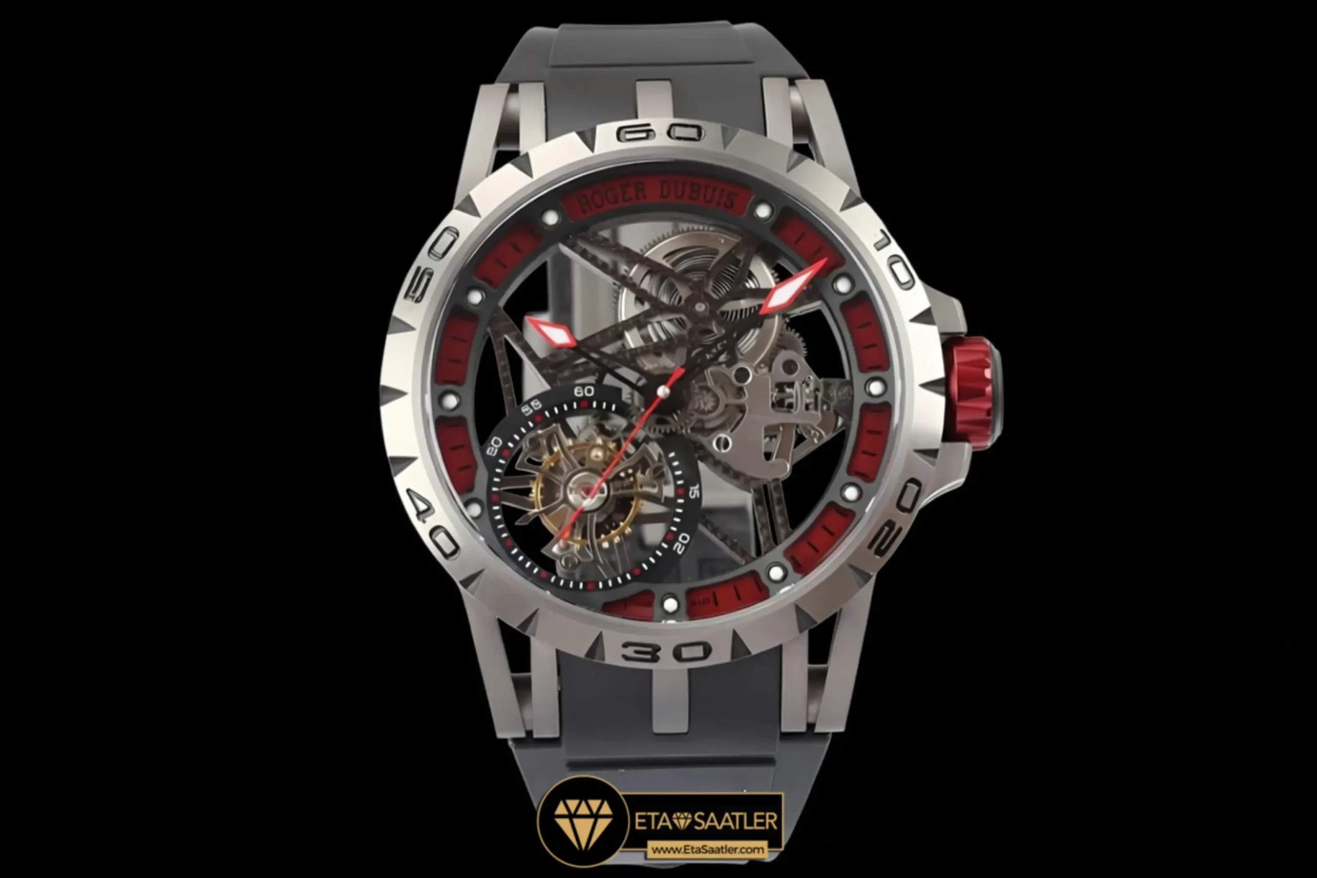 Roger Dubuis Excalibur Skeleton Kırmızı Tourbillon Çelik Kasa Super Clone ETA
