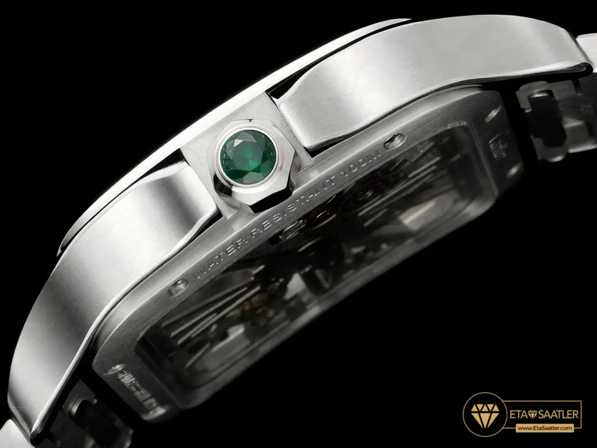 cartier-santos-skeleton-steel-green-dial-super-clone-eta-01