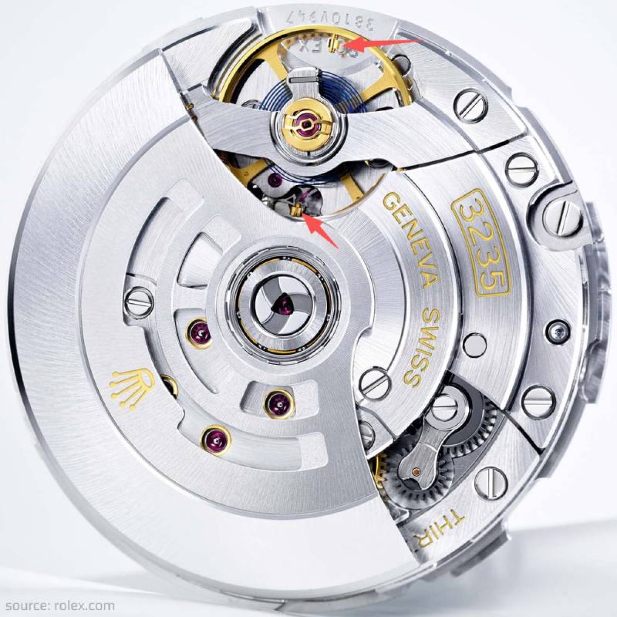 Orijinal Rolex 3235 kalibre mekanizması karşılaştırma görseli
