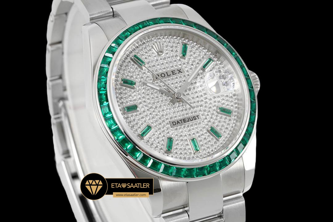 Rolex Datejust Yeşil Taşlı Bezel 41mm Taşlı Kadran Jubile 3235 Super Clone ETA Rolex Datejust Yeşil Taşlı Bezel 41mm Taşlı Kadran Jubile 3235 Super Clone ETA
