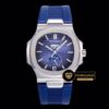 Patek Philippe Nautilus GMT MoonPhase Kauçuk Kordon Çelik Kasa Mavi Kadran ETA