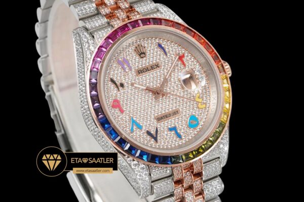 R2dj0412a rolex datejust rainbow diamond bezel arabic numeral dial super clone eta (8) 07