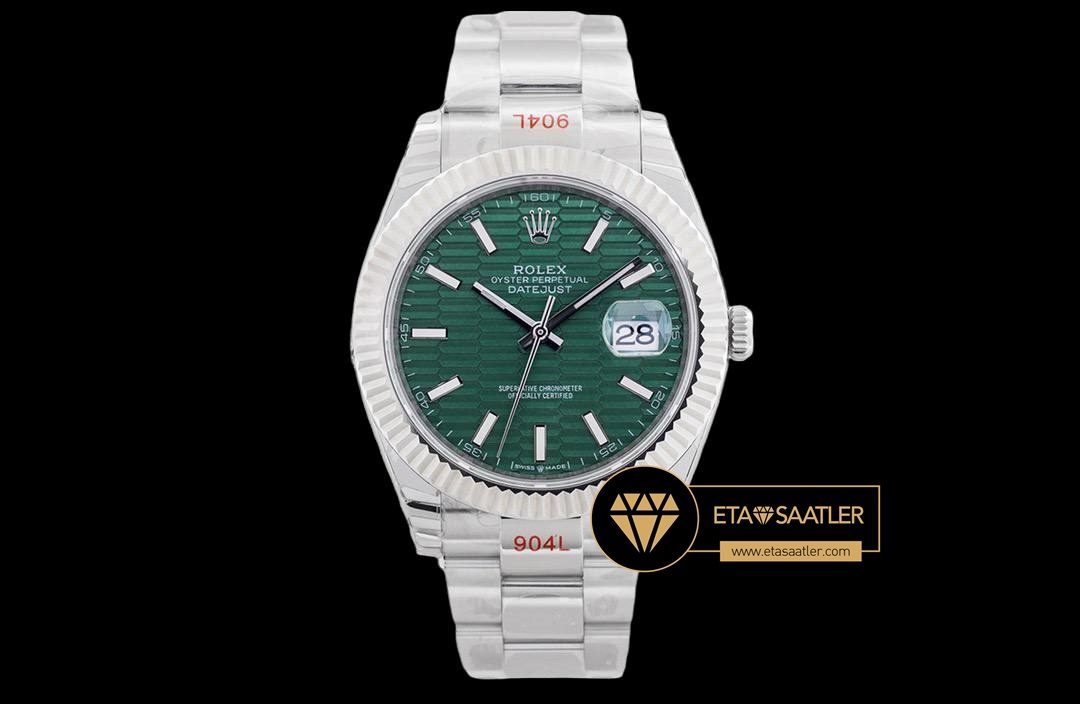 R2dj0421c rolex datejust 41mm desenli yeşil kadran super clone eta 09 Rolex Datejust 41mm Desenli Yeşil Kadran Super Clone ETA