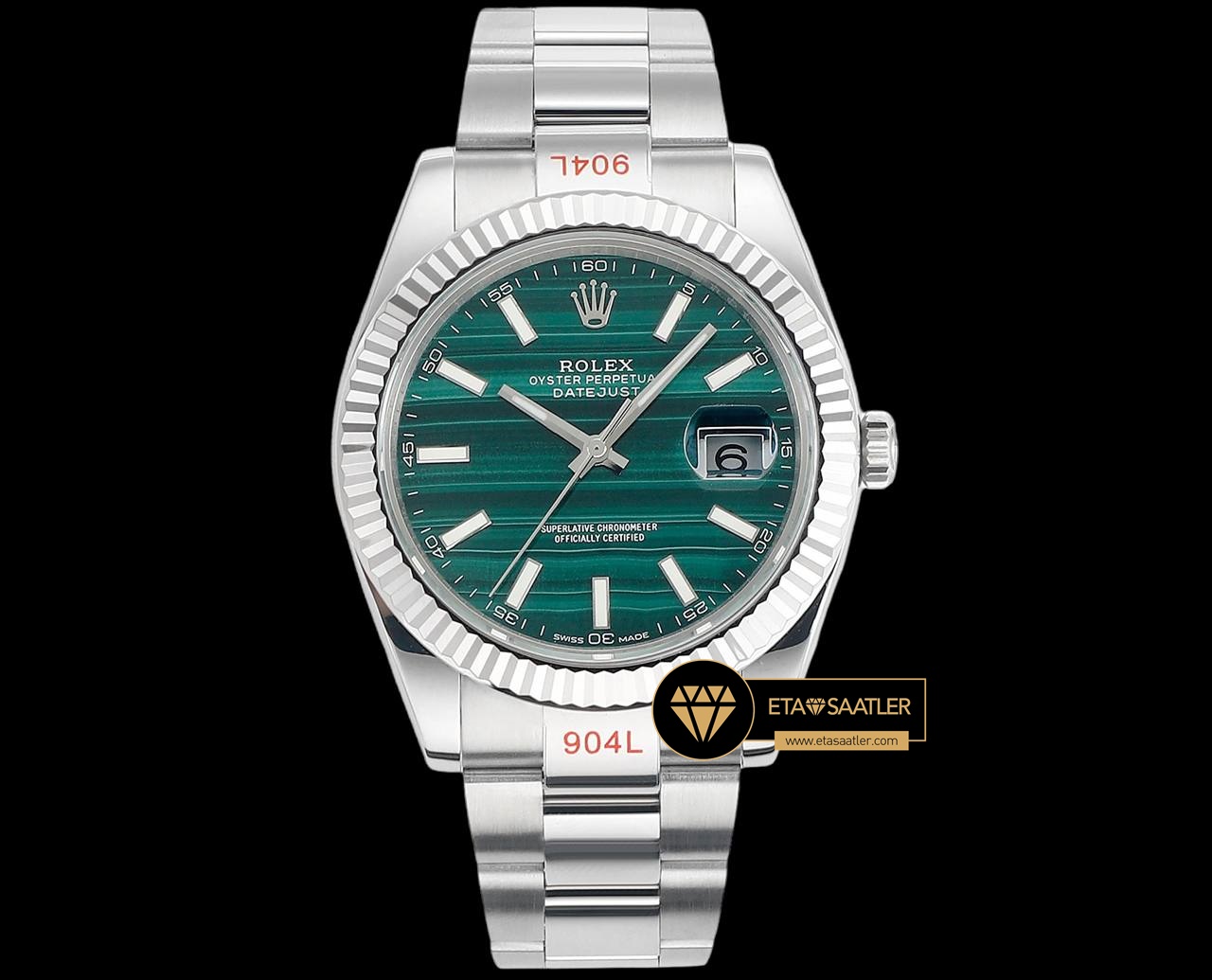R2dj0424b oyster rolex datejust 3235 malakit kadran 41mm oyster super clone eta (1) 08 Rolex Datejust 3235 Malakit Kadran 41mm Oyster Super Clone ETA