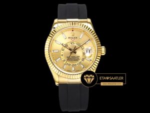 Rolex Sky-Dweller Altın Kadran 42mm 18K Altın Kasa Super Clone ETA