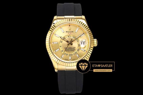Rolex Sky-Dweller Altın Kadran 42mm 18K Altın Kasa Super Clone ETA