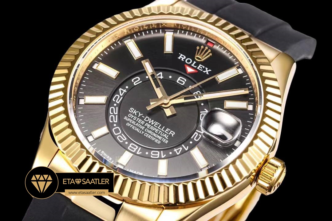 Rolskd017b rolex sky dweller siyah kadran 42mm gold kasa super clone eta (6) 06 Rolex Sky-Dweller Siyah Kadran 42mm Gold Kasa Super Clone ETA