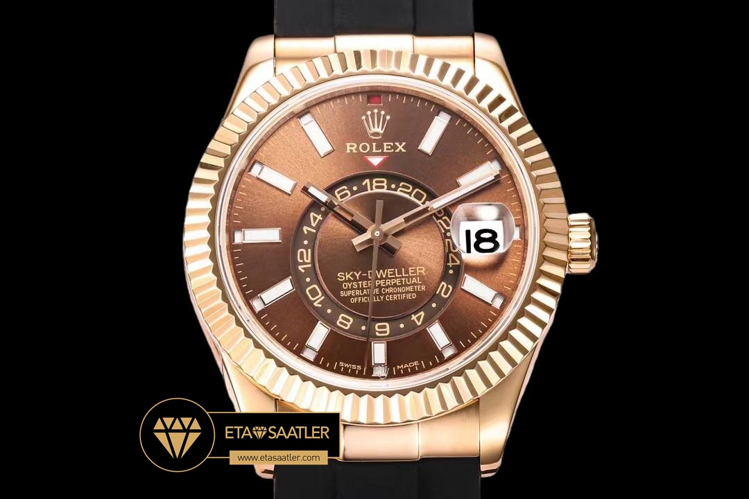 Rolskd018a rolex sky dweller kahve kadran 42mm rose gold kasa super clone eta (2) 02 Rolex Sky-Dweller Kahve Kadran 42mm Rose Gold Kasa Super Clone ETA