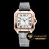 Cartier Santos De Cartier Ladies 2018 Pembe Altın Bezel Gri Kordon ETA